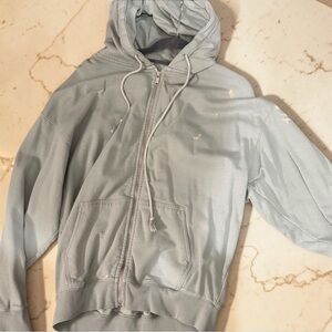 Brandy Melville Green Zip-Up Hoodie. *Bleach stains*